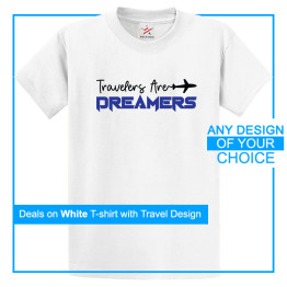 Personalised Travelling White T-Shirt With Your Own Trip & Destination Design Print On Front
